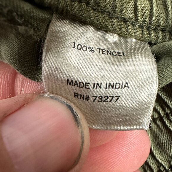 So Green Cargo Jogger Pants Stripe Detail Size Medium Elastic Waist 100% Tencel - Picture 5 of 7